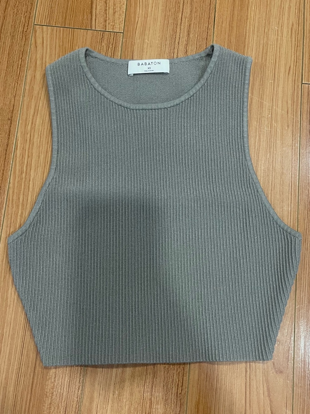 Babaton Ribbed Cropped Tank Top — Taupe Gray